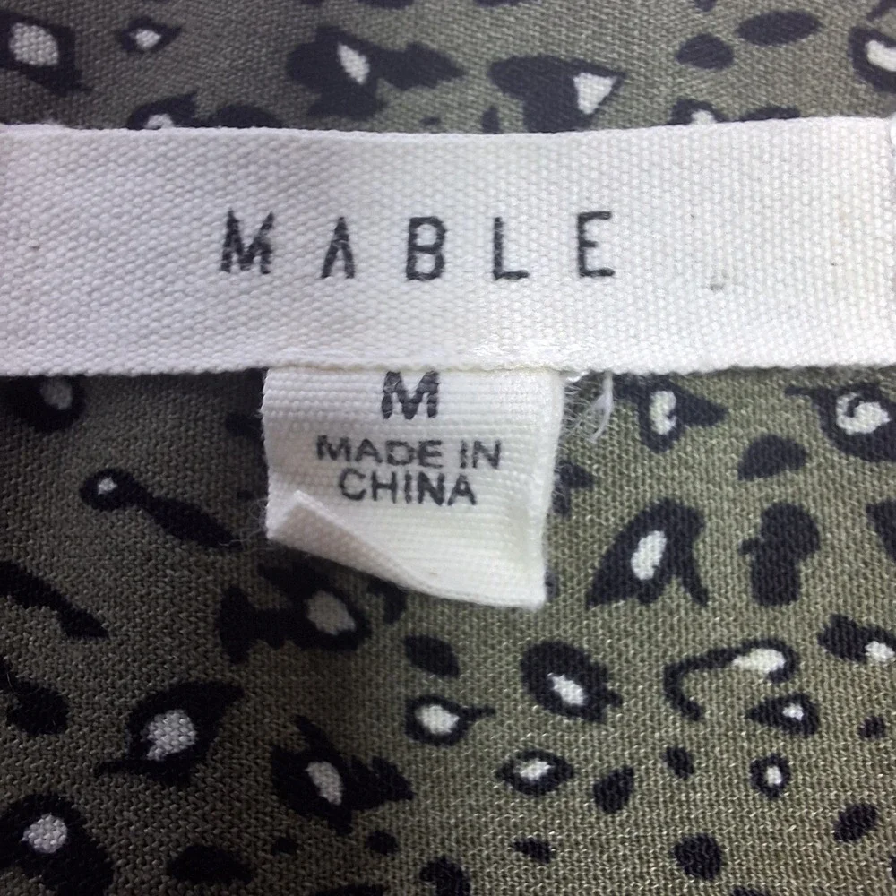MABLE Cropped Top Womens Medium Olive Green Animal Print Twist Front Boho Chic - Picture 3 of 6